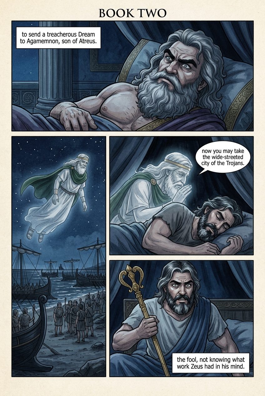 The Iliad, Book 2, first manga page