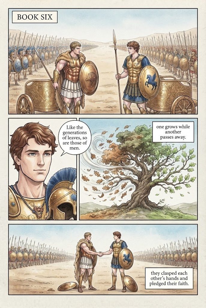 The Iliad, Book 6, first manga page