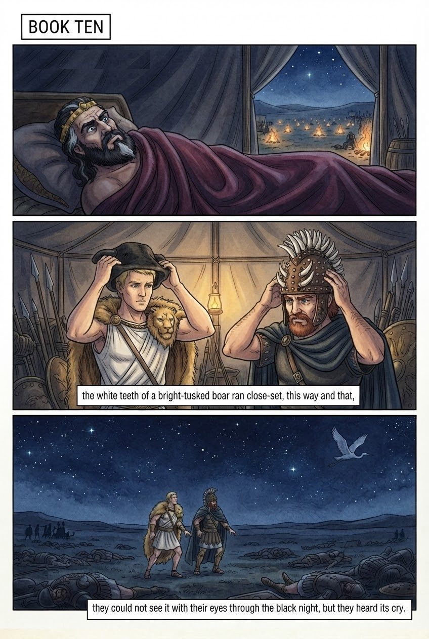 The Iliad, Book 10, first manga page