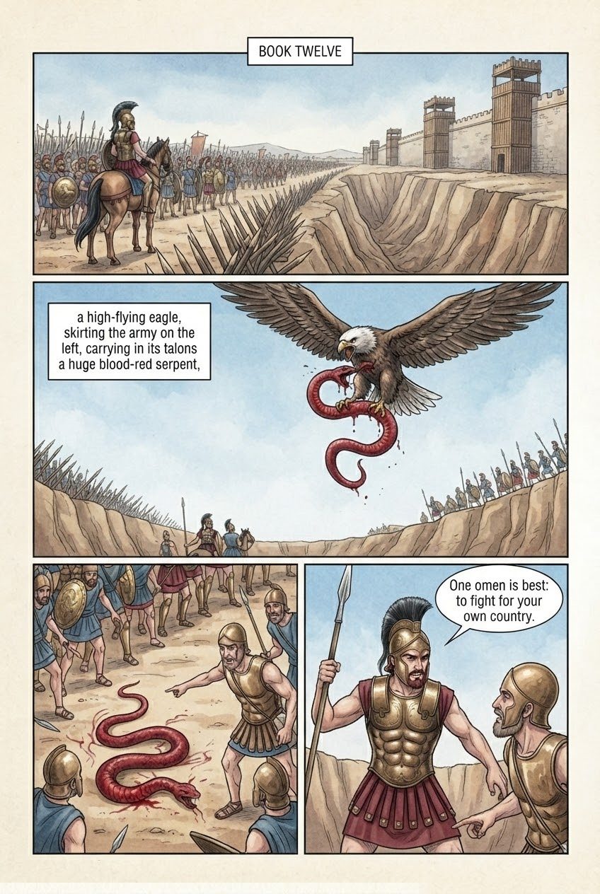 The Iliad, Book 12, first manga page