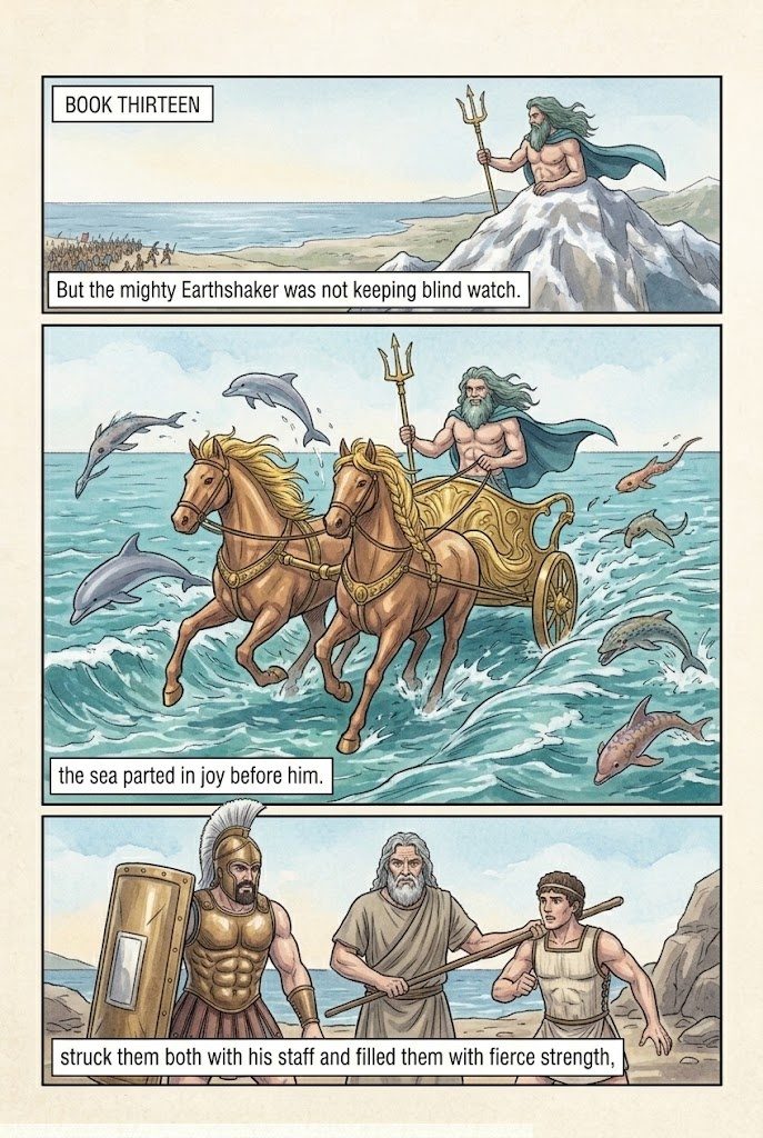 The Iliad, Book 13, first manga page
