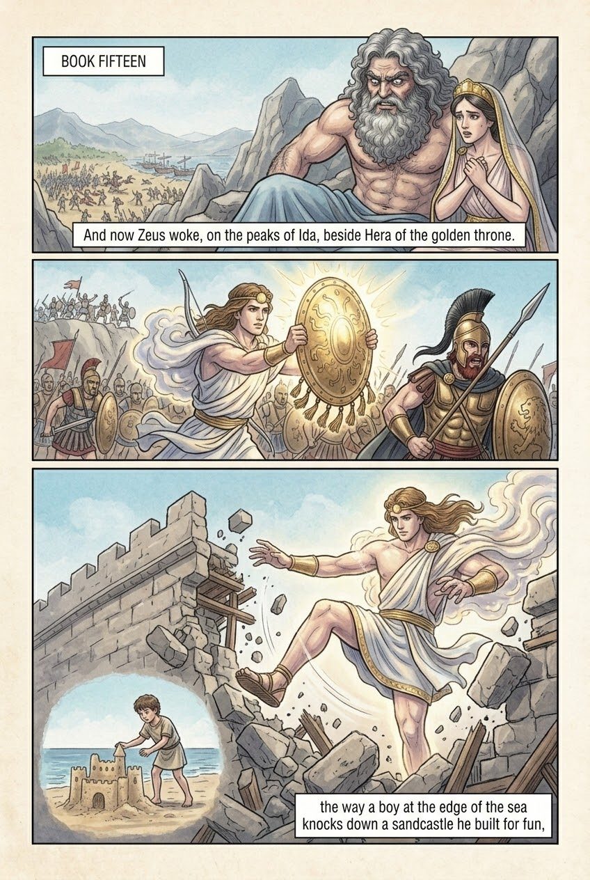 The Iliad, Book 15, first manga page