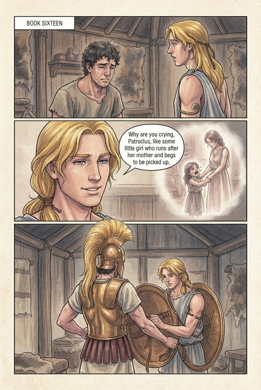 The Iliad, Book 16, first manga page
