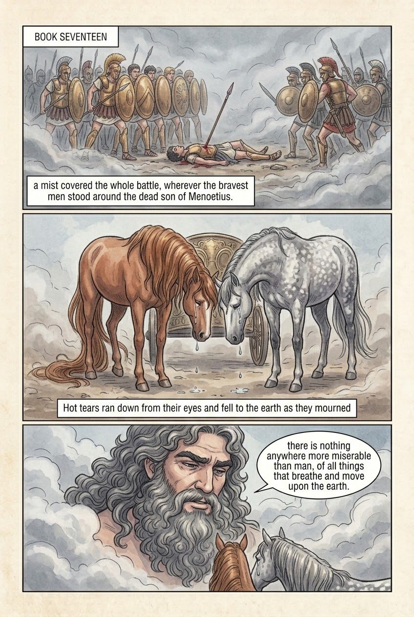 The Iliad, Book 17, first manga page