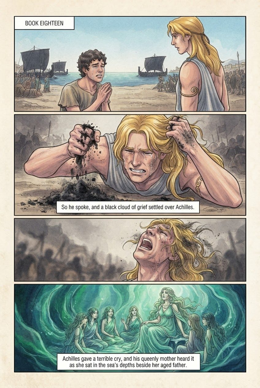 The Iliad, Book 18, first manga page
