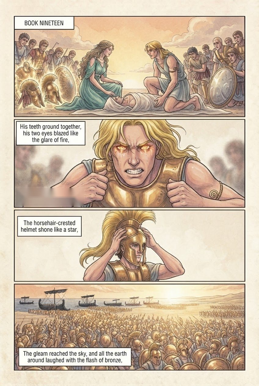 The Iliad, Book 19, first manga page