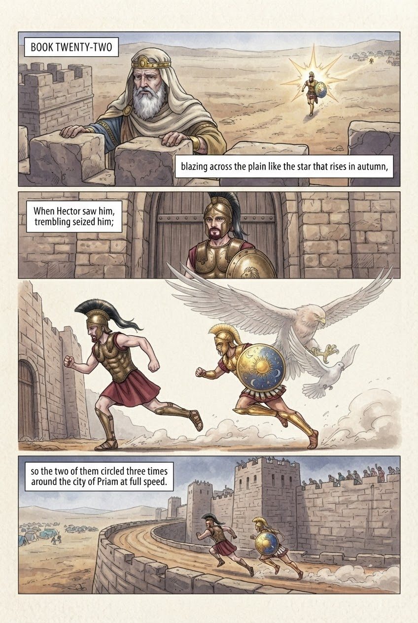 The Iliad, Book 22, first manga page