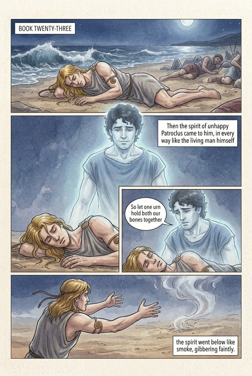 The Iliad, Book 23, first manga page