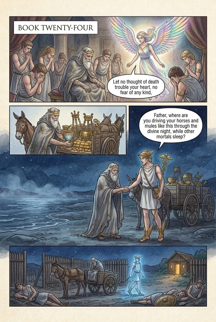 The Iliad, Book 24, first manga page